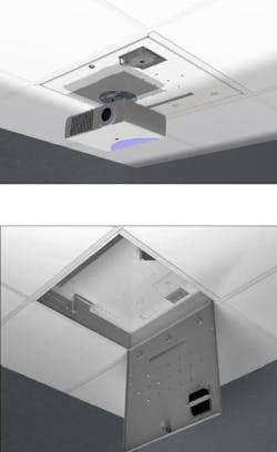 Oberon's Model 1074 Multimedia Gateway Enclosure mounts networking equimpent and most universal projector mounts. Oberon's Model 1074 Multimedia Gateway Enclosure mounts networking equimpent and most universal projector mounts.
