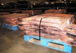 U.S. Customs and Border Protection seized 359 stolen copper ingots, weighing a total of 144 tons and valued at $1.2 million, from six containers at or recently departed from the Los Angeles/Long Beach seaport. (Photo provided by U.S. Customs and Border Protection.)