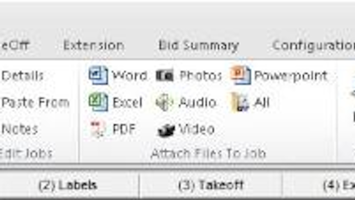 The Microsoft 'ribbon' concept, incorporated into Version 11 of McCormick Systems' basic estimating software package.