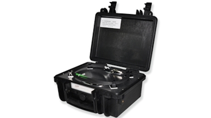 trans data elektronik's IP65-rated case protects the fiber-optic cables used during OTDR testing.