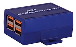 B&B Electronics Manufacturing Co.'s UH104 provides downstream devices with 100 mA of power, and USB 2.0 480-Mbit/sec connectivity. B&B Electronics Manufacturing Co.'s UH104 provides downstream devices with 100 mA of power, and USB 2.0 480-Mbit/sec connectivity.