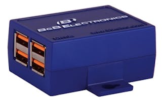 B&amp;B Electronics Manufacturing Co.&apos;s UH104 provides downstream devices with 100 mA of power, and USB 2.0 480-Mbit/sec connectivity.