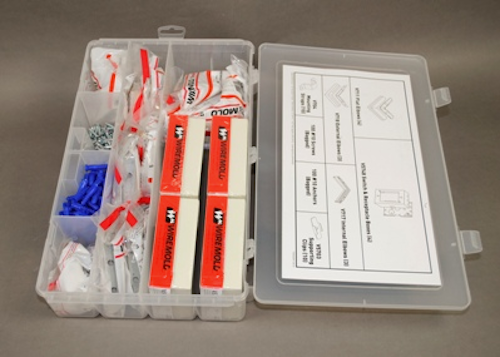 Wiremold's Grab 'n' Go Kits contain fittings used to install the V500 and V700 Series raceways.