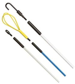 Tuff-Rod push/pull poles from Ideal are available with J-Hook (top), Wisp (middle), and Bullet (bottom) end attachments.