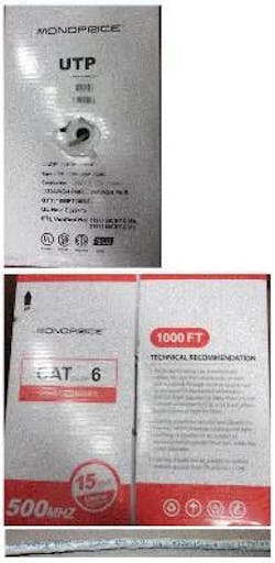 Pictures of Monoprice brand UTP cable taken from UL public notice about the cable's unauthorized use of the UL mark Pictures of Monoprice brand UTP cable taken from UL public notice about the cable's unauthorized use of the UL mark