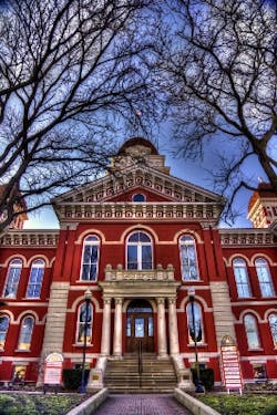 A Brivo ACS WebService access-control system provides cloud-based management, including remote management, for this historic courthouse in Crown Point, IN, which is now a mixed-use facility accessed by hundreds of people daily.