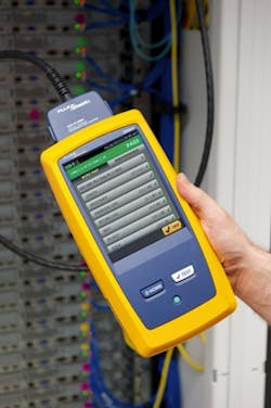 Equipped with just three buttons - power on/off, home, and test - the main unit of the Versiv acts as a chassis housing test modules inserted in the rear of the unit. Equipped with just three buttons - power on/off, home, and test - the main unit of the Versiv acts as a chassis housing test modules inserted in the rear of the unit.