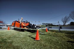 The JT25 horizontal directional drill from Ditch Witch boasts thrust and pullback of 27,000 pounds and 4,000 foot-pounds of torque. The JT25 horizontal directional drill from Ditch Witch boasts thrust and pullback of 27,000 pounds and 4,000 foot-pounds of torque.
