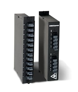 The H-Series and RSD-Series MTP-to-MTP modules from Cablexpress turn 2, 12-fiber paths in the rear into 3, 8-fiber paths in the front. The H-Series and RSD-Series MTP-to-MTP modules from Cablexpress turn 2, 12-fiber paths in the rear into 3, 8-fiber paths in the front.