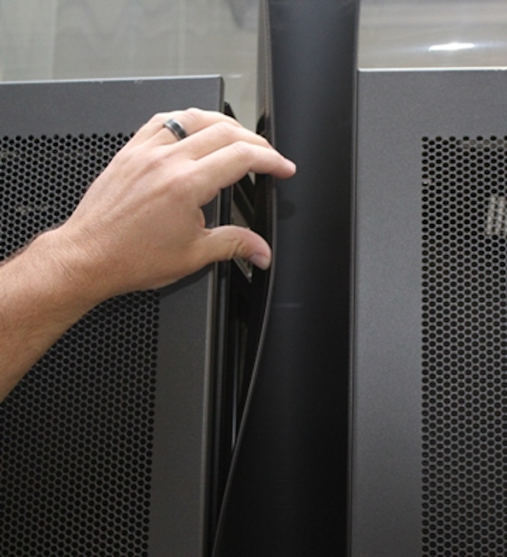 The AirBlock Flexible Gap Seals from Simplex Isolation Systems feature magnetic side trim, which allows them to seal both sides of data center server enclosures. The seals can be used on gaps between a half-inch and six-inches wide.