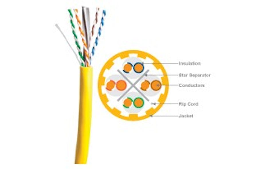 comCables&apos; new Category 6A UTP cable includes 23-AWG solid bare copper conductors and is available in CMP and CMR ratings.