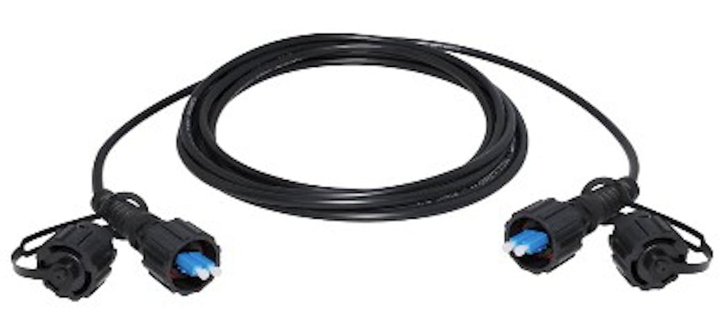 LC-to-LC duplex ruggedized fiber jumpers from Cables Unlimited are IP-66/67 rated and contain Corning FREEDM ONE cable.