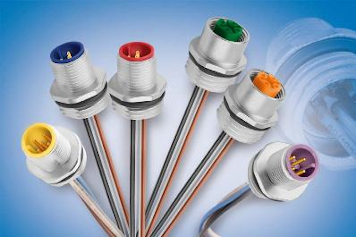 Binder-USA now offers it Series 713 and 763 M12 panel-mount connectors in six colors.