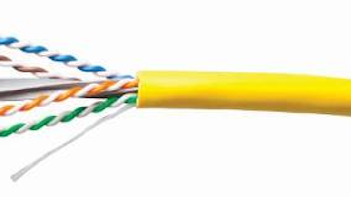 Bulk cable, shown here, along with patch cable, keystone jacks, patch panels and a Rapid Punch Tool make up comCables' new Category 6A product line.