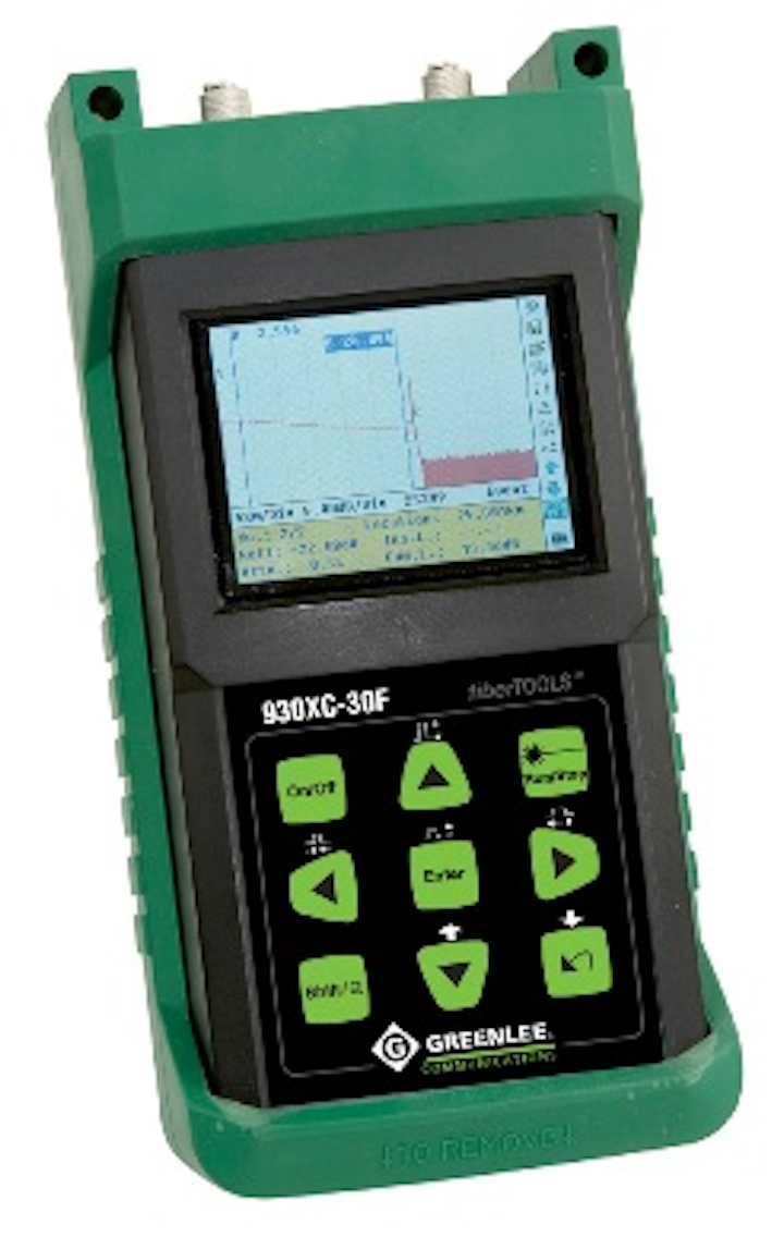 Greenlee's 930XC OTDR includes optical power meter, stabilized light source and visual fault locator capability built-in.