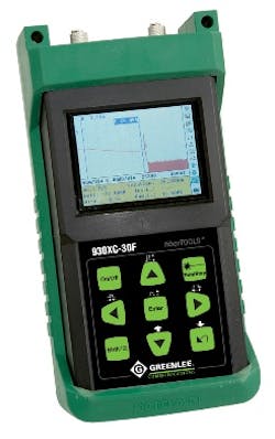 Greenlee's 930XC OTDR includes optical power meter, stabilized light source and visual fault locator capability built-in. Greenlee's 930XC OTDR includes optical power meter, stabilized light source and visual fault locator capability built-in.