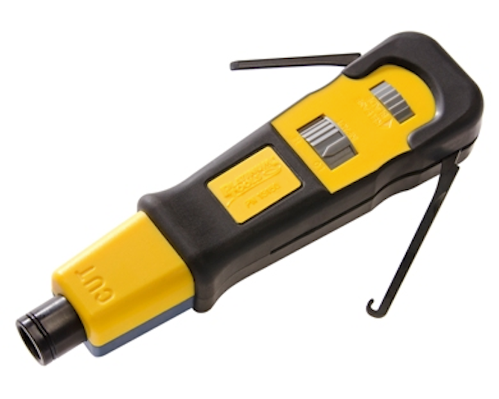Platinum Tools' Pro-Strike Punchdown Tool includes a built-in hook for feeding or removing wires, and a multi-use spudger for screwdriver, IDC insert tool or to clean debris.