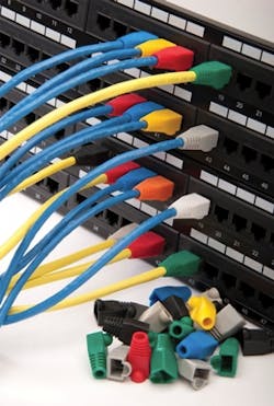 Platinum Tools' RJ45 Boots range in size from 5.5 to 7 mm, accommodating Category 5e cables to large-size Category 6. Platinum Tools' RJ45 Boots range in size from 5.5 to 7 mm, accommodating Category 5e cables to large-size Category 6.