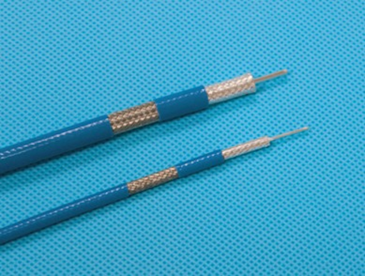 Times Microwave Systems' TFT-401 (top) with a 0.265-inch OD, and TFT-402 (bottom), with a 0.150-inch OD.