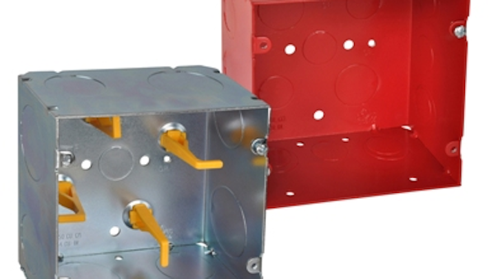 The Steel City Square 5 Telecom Box (left) includes cable-management posts to guide cable around the box's outer perimeter.