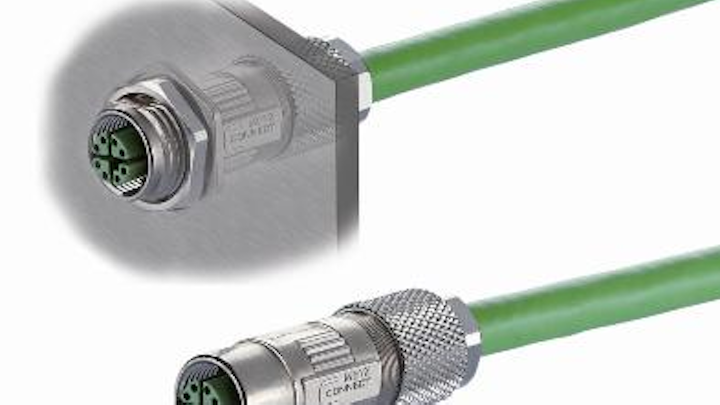 Metz Connect's M12 jack for field assembly achieves IP67 rating when mated.