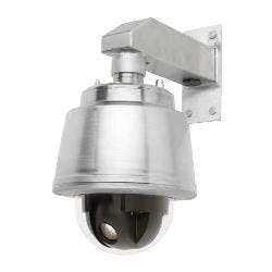 Video: Pole bracket snaps up mounting of PTZ dome network security cameras