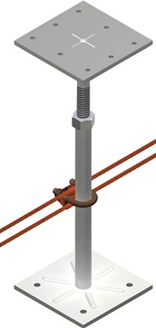 Burndy's GP64528G1 raised-floor grounding clamp can be used on round pedestals of three-fourths to one inch, or on square pedestals of three-fourths to seven-eighths inch.