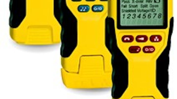 Klein Tools' Scout Pro 2 Series of voice-data-video testers (background) are compatible with the company's Test-n-Map remotes (foreground).