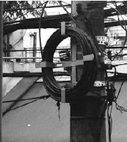 What's wrong with storing outside-plant fiber-optic cable like this? Plenty, according to a technical paper authored by Hubbell Power Systems. What's wrong with storing outside-plant fiber-optic cable like this? Plenty, according to a technical paper authored by Hubbell Power Systems.