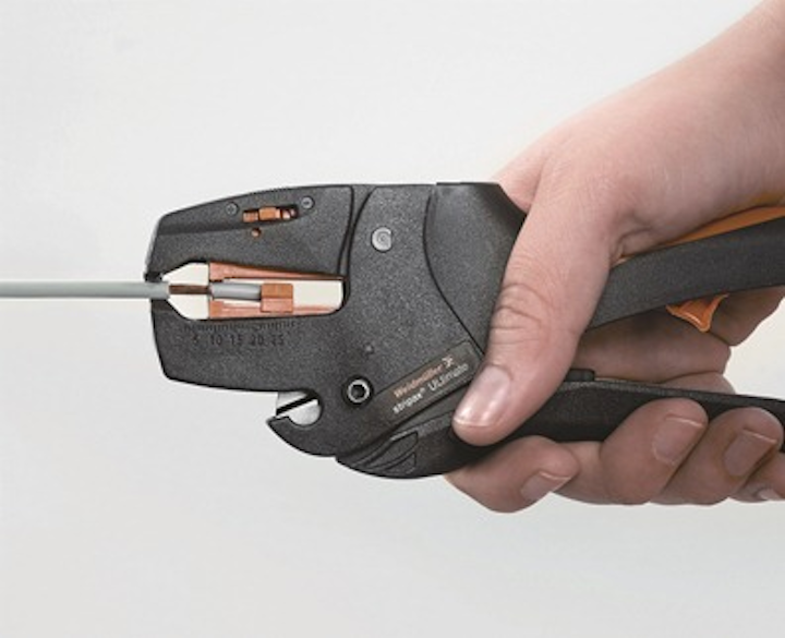 The stripax ULtimate from Weidmuller is an adjustable cable stripper designed to strip wires with halogen-free insulation, from 24 to 10 AWG.