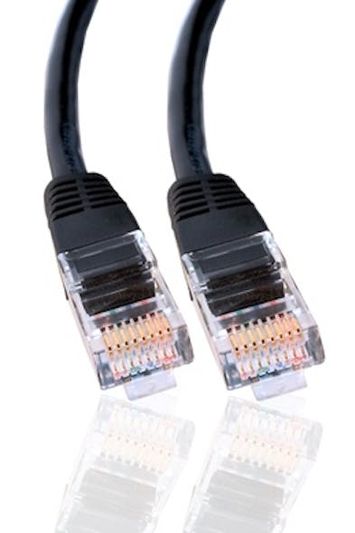 The installed base of RJ-45-terminated Cat 5e and Cat 6 cables, such as those shown here, are the target technology of the NBase-T Alliance, which is advancing the ability of Aquantia&apos;s AQrate technology to deliver 2.5- and 5-Gbit/sec Ethernet over Cat 5e and Cat 6 cable.
