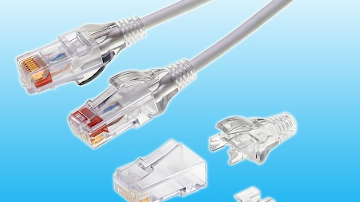 Small-diameter Category 6 RJ45 plugs from Stewart Connector streamline data center patch cables