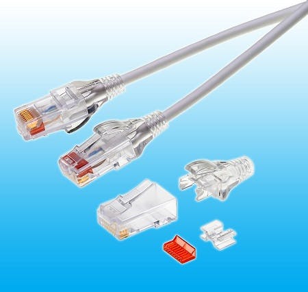 Small-diameter Category 6 RJ45 plugs from Stewart Connector streamline data center patch cables