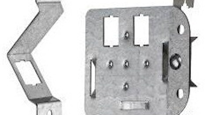 Leviton's QuickPort In-Wall (left) and In-Ceiling (right) Brackets support LAN connections for IP devices in environments where traditional wallplates are not practical. The company says use of the plates enables a permanent link, which is a more-reliable connection than direct-connect plugs.