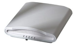The ZoneFlex R710, available this quarter, is Ruckus Wireless&apos;s 802.11ac Wave 2 access point. Using MU-MIMO technology, the ZoneFlex R710 can achieve aggregate data rates exceeding 2 Gbits/sec. The access point is 802.3af Power over Ethernet-enabled and has dual Gigabit Ethernet ports.