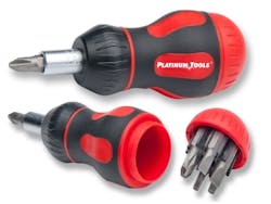Ratcheted 'stubby' screwdriver ideal for cramped spaces - Platinum Tools Ratcheted 'stubby' screwdriver ideal for cramped spaces - Platinum Tools