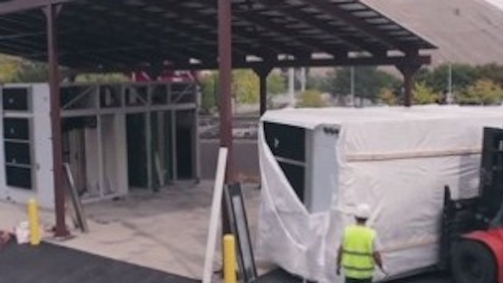 Shown here is the placement of a CommScope Data Center on Demand at the University of Montana. The university says the deployment will greatly improve its data center energy efficiency.