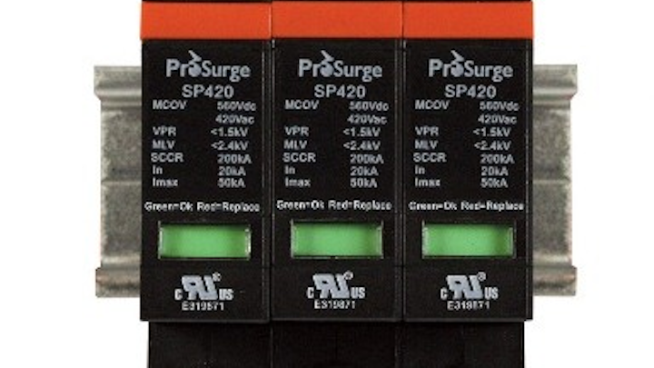 New UL 1449 3rd Edition-recognized surge protection devices from Automation Systems Interconnect are DIN-rail-mountable and pluggable.