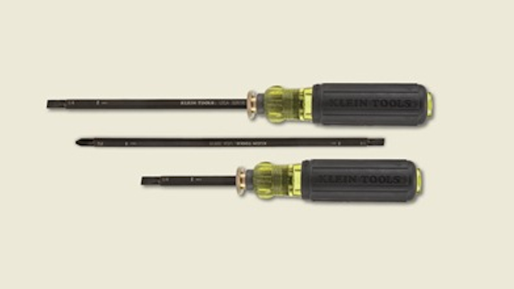 Cabling technicians can adjust the blade on this screwdriver to be anywhere from 4 to 8 inches. Klein Tools says a proprietary system securely holds the blade in place.