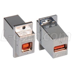 High-retention USB panel-mount couplers ease industrial connectivity High-retention USB panel-mount couplers ease industrial connectivity