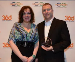 Joshua Shaw, Concert Technologies’ vice president of sales, accepts Concert’s Channel Partners 360 Business Value Award from Channel Partners magazine executive editor Lorna Garey. Joshua Shaw, Concert Technologies’ vice president of sales, accepts Concert’s Channel Partners 360 Business Value Award from Channel Partners magazine executive editor Lorna Garey.