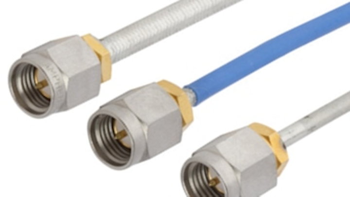 These connectors and cable assemblies available from Amphenol RF are designed to operate up to 18 GHz, making them ideal for high-frequency RF wireless applications.