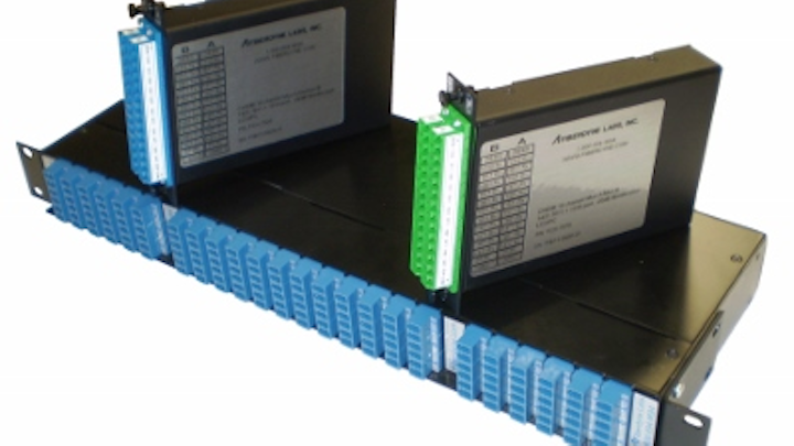 LGX modules from Fiberdyne Labs are available in 1RU (bottom) and single-wide (top) constructions. The modules can house many combinations of fiber-optic splitters and WDM/CWDM/DWDM passive components.