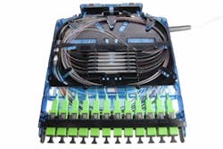 Clearfield's Clearview Blue Cassette was an integral fiber-optic connectivity piece of the company's passive optical LAN GPON installation at its headquarters facility in Minneapolis, MN. Clearfield's Clearview Blue Cassette was an integral fiber-optic connectivity piece of the company's passive optical LAN GPON installation at its headquarters facility in Minneapolis, MN.