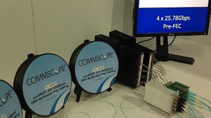 Two founding members of the SWDM Alliance - CommScope and Finisar - demonstrated SWDM (shortwave wave division multiplexing) technology at the 2015 OFC show, using Finisar transceivers and CommScope's LazrSpeed 550 WideBand Multimode Fiber.