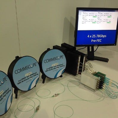Two founding members of the SWDM Alliance - CommScope and Finisar - demonstrated SWDM (shortwave wave division multiplexing) technology at the 2015 OFC show, using Finisar transceivers and CommScope&apos;s LazrSpeed 550 WideBand Multimode Fiber.