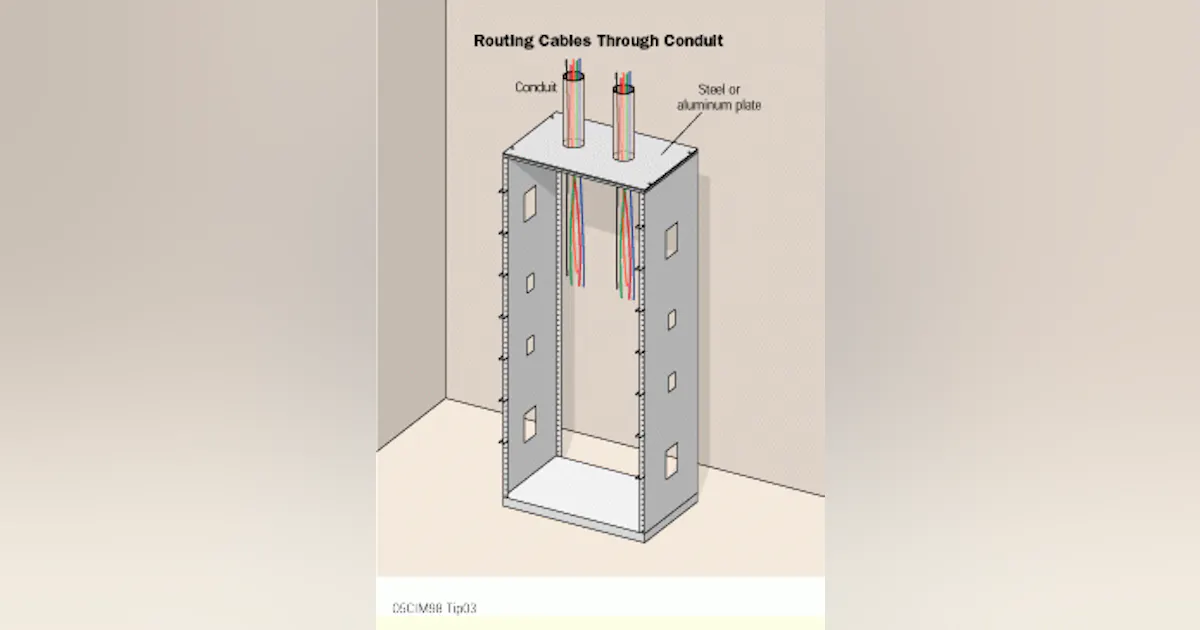 Use conduit to route cables to an open rack | Cabling Installation ...