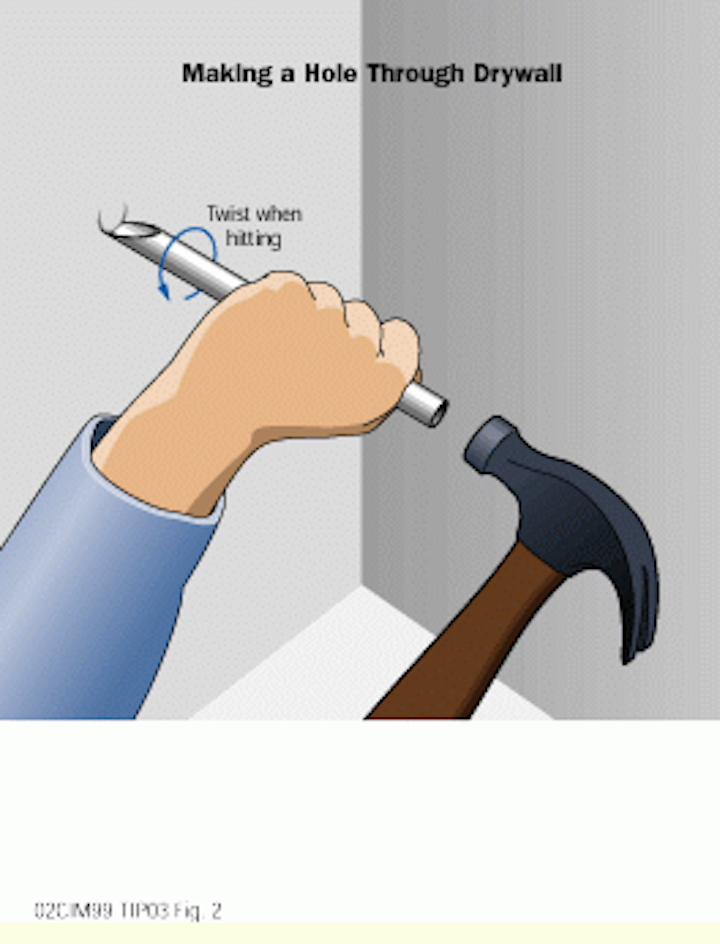 Punch a clean hole through drywall Cabling Installation & Maintenance