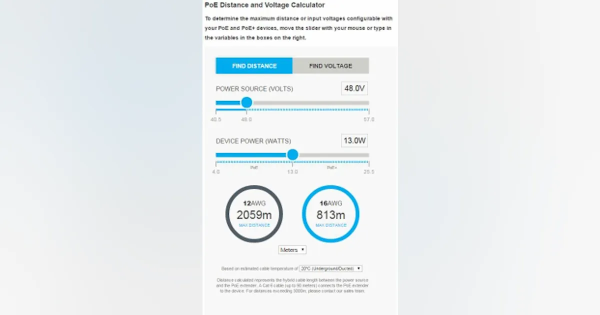 Poe Distance Graph Online calculator determines Power over Ethernet distance and voltage ...