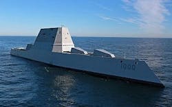 Comtran reports that new US Navy warships, like the USS Zumwalt stealth missile destroyer pictured here, are driving demand for the company's NAVSEA-qualified Defense-Link telecom cables. Image credit: United States Navy Comtran reports that new US Navy warships, like the USS Zumwalt stealth missile destroyer pictured here, are driving demand for the company's NAVSEA-qualified Defense-Link telecom cables. Image credit: United States Navy